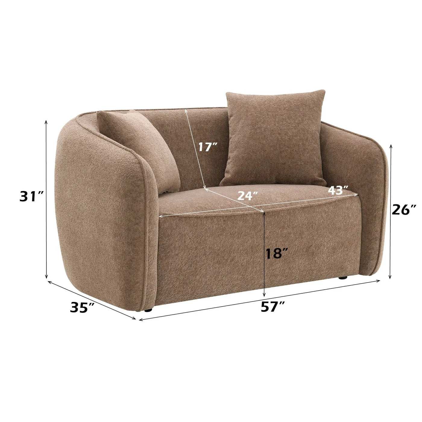 Keith - Loveseat With 2 Matching Color Toss Pillows by Unique Piece Furniture