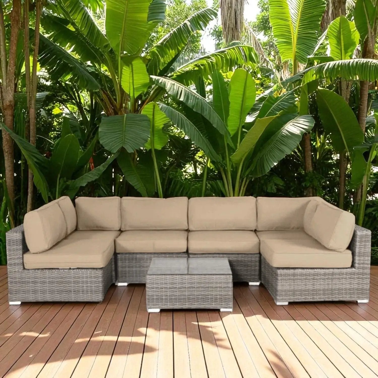 Seating Set With Cushions Handcrafted Wicker Design by Unique Piece Furniture