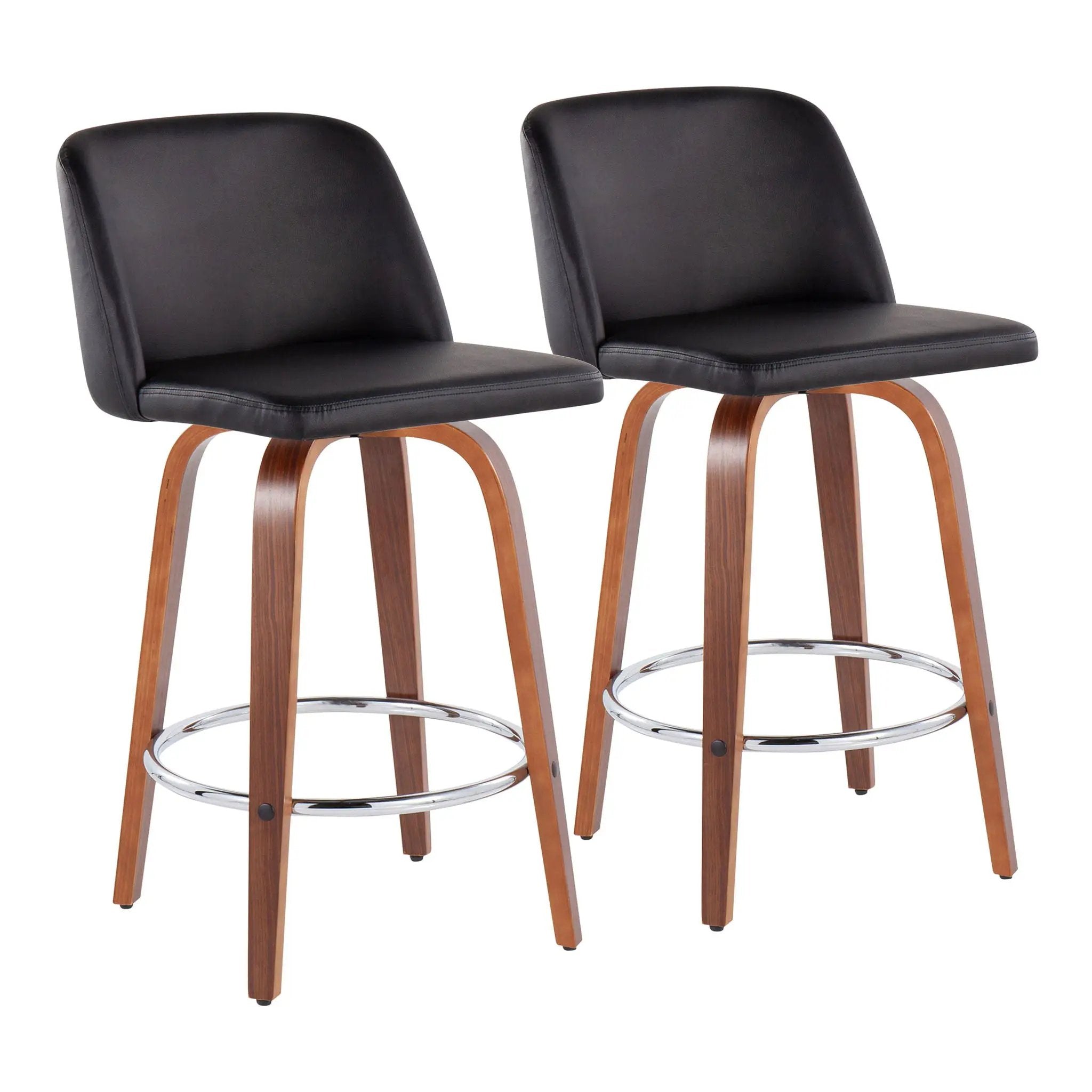 Toriano - Mid-Century Modern Fixed Height Counter Stool With Round Footrest (Set of 2) by HouseOfZazla