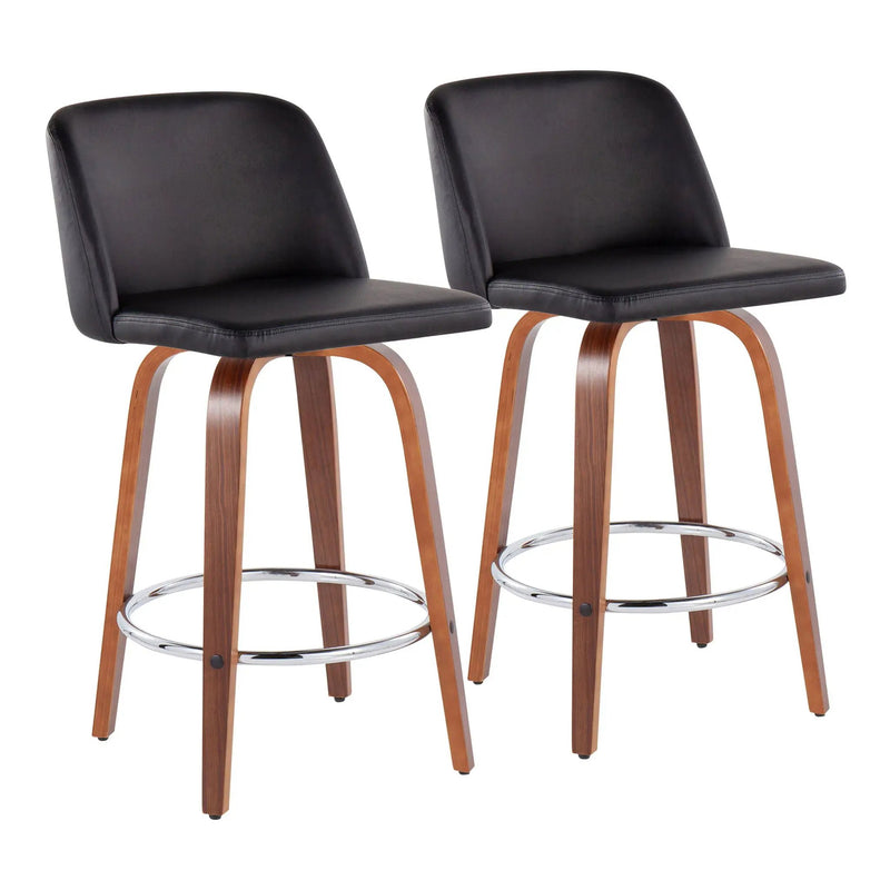 Toriano - Mid-Century Modern Fixed Height Counter Stool With Round Footrest (Set of 2) by HouseOfZazla