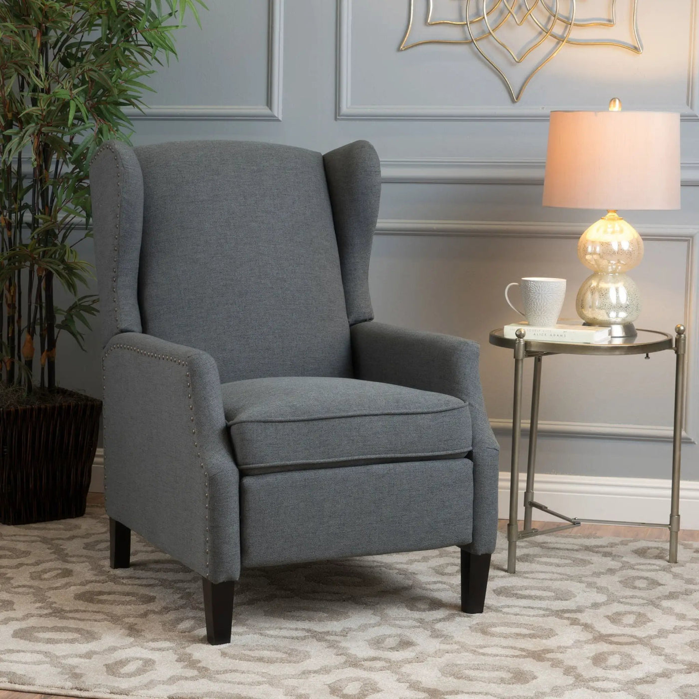 Westeros Wing Back Fabric Upholstered Recliner by Unique Piece Furniture