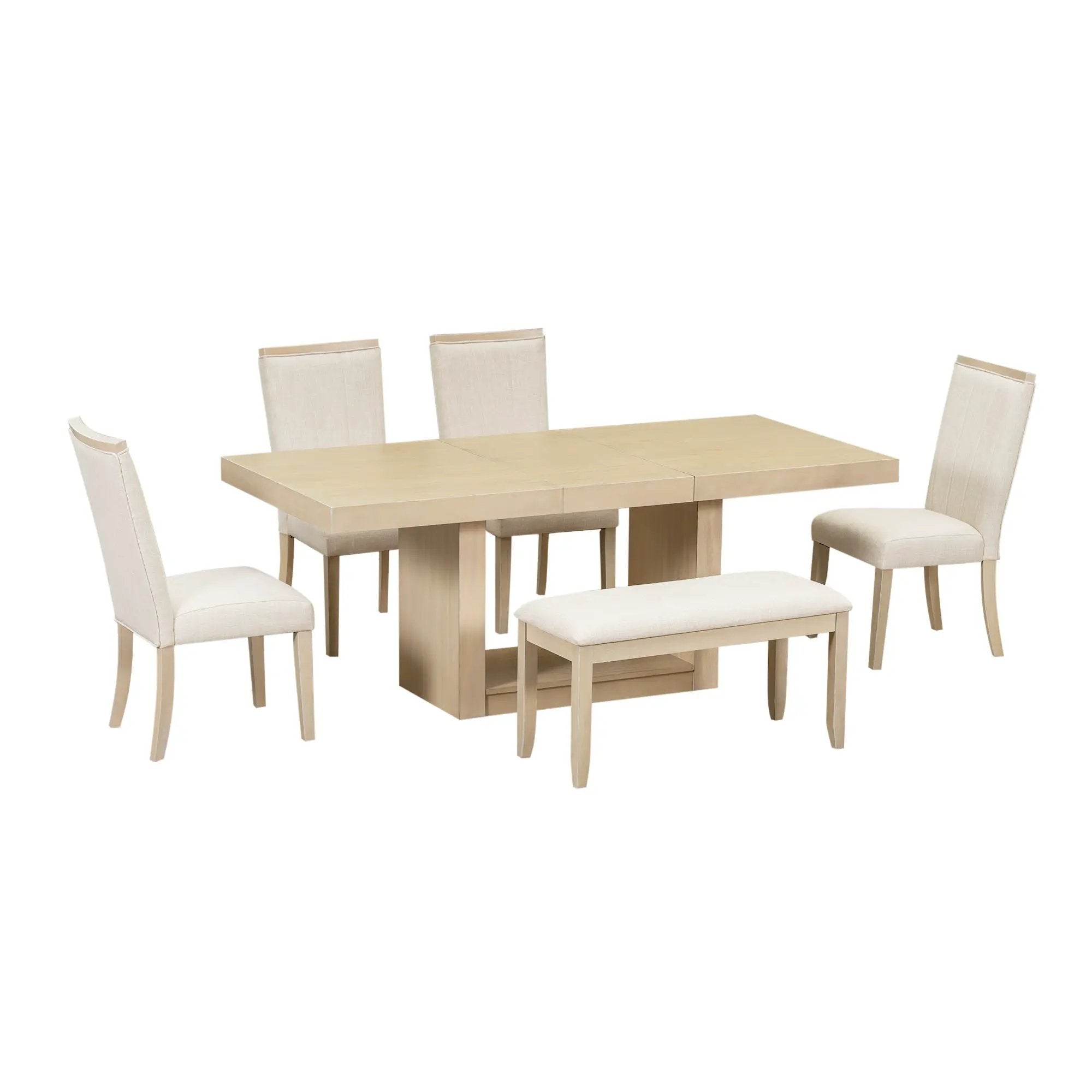 TOPMAX Contemporary 6-Piece Extendable Pedestal Dining Table Set by HouseOfZazla