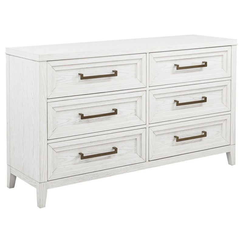 Marielle 6-drawer Bedroom Dresser Distressed White by Unique Piece Furniture