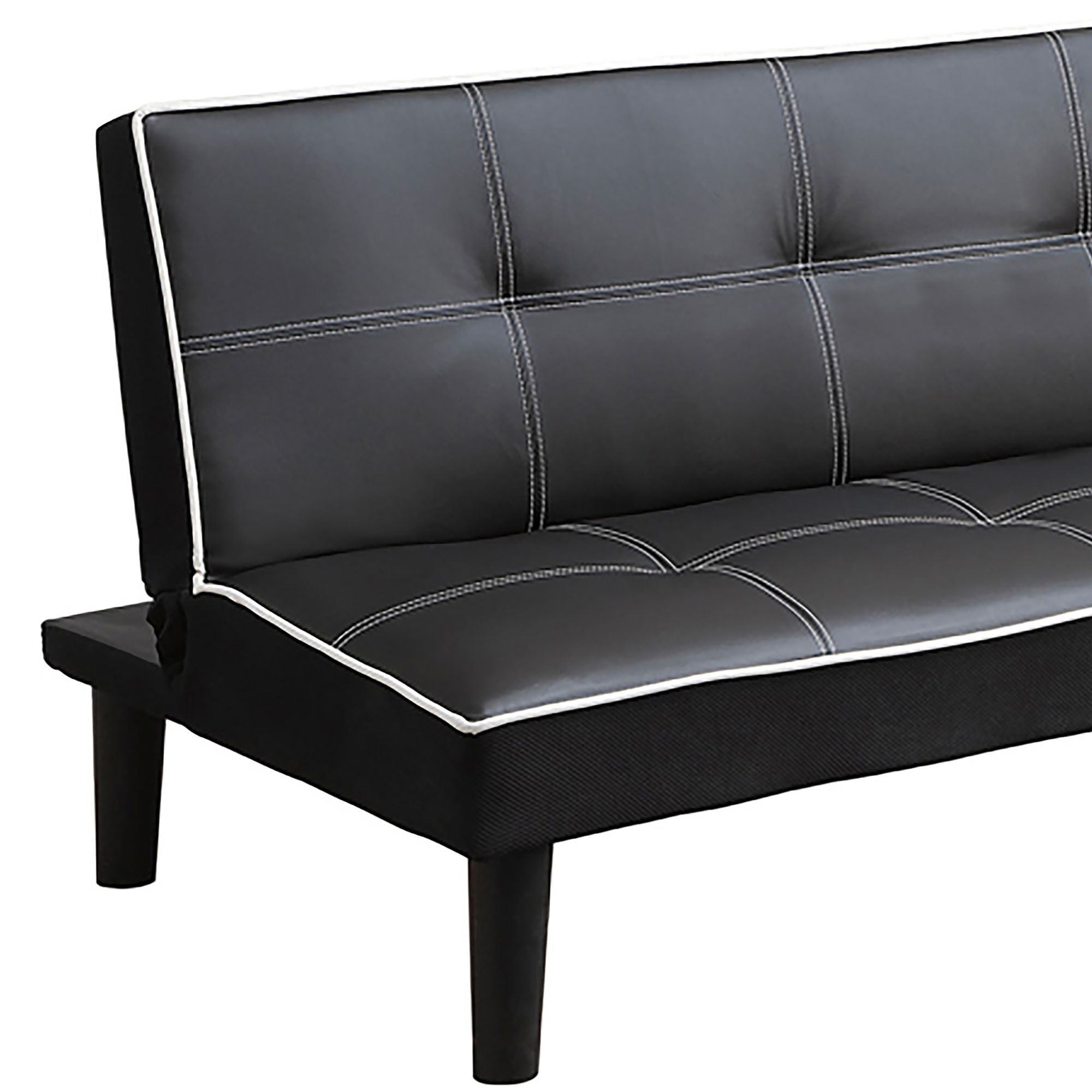 Cranston - Armless Sofa Bed With Contrast Piping - Black by HouseOfZazla