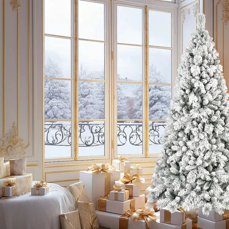 8FT Flocked Christmas Tree with 600 Warm Lights by HouseOfZazla