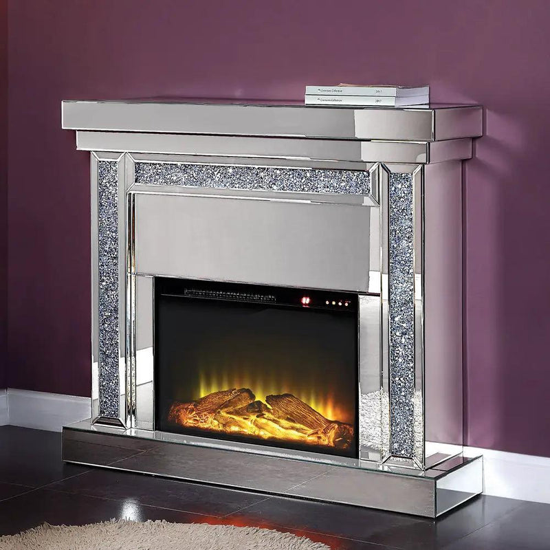 Noralie - 42" Fireplace - Mirrored & Faux Diamonds by Unique Piece Furniture
