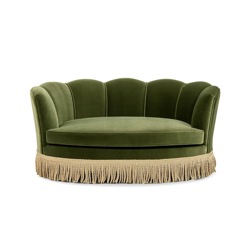 Clara 34.5" Scalloped Pet Sofa Bed - Medium, Olive by HouseOfZazla