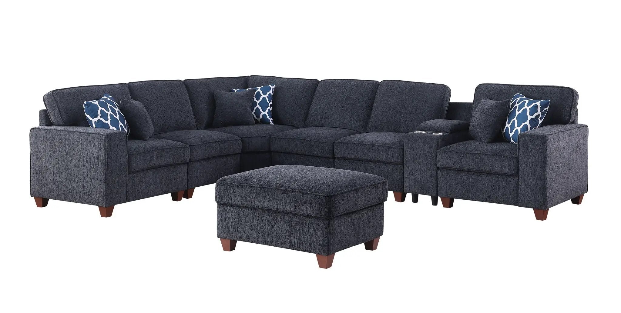 Gina - Sectional Sofa With Ottoman - Black by Unique Piece Furniture