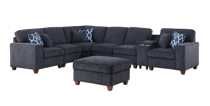 Gina - Sectional Sofa With Ottoman - Black by Unique Piece Furniture