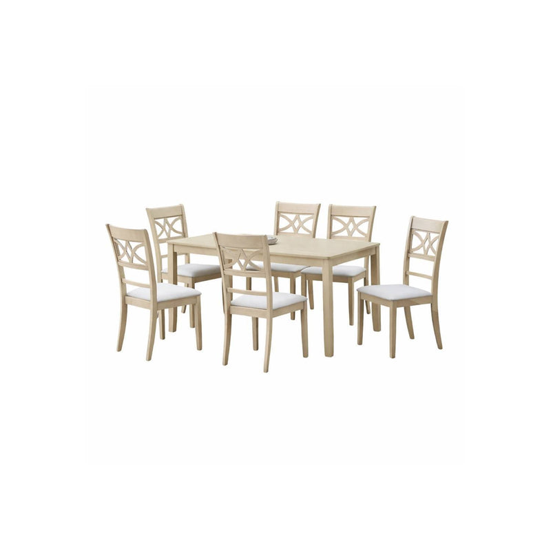 Ferris - 7 Piece Dining Set With Cross Back Chairs And Rectangular Table - Antique White by HouseOfZazla