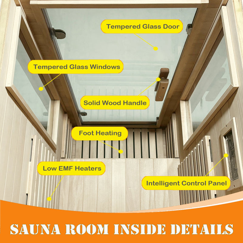 1 Person Far Infrared Sauna Room with LCD Touch Control - Solid Wood, photo 3 of 5
