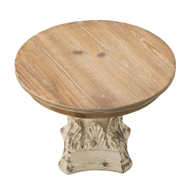 Cake Stand, Wood Cake Plate With Magnesium Base - Cream / Brown by HouseOfZazla