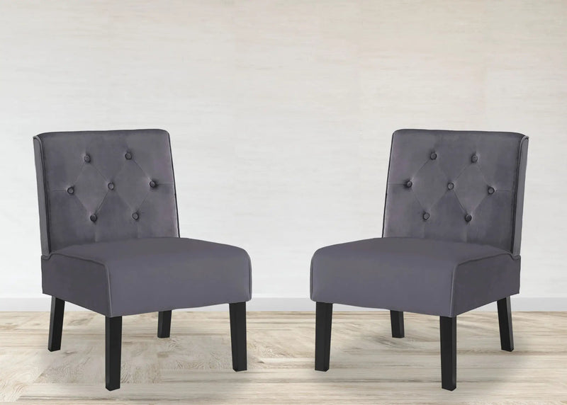 Reese - Living Room Armless Button Tufted Pattern Accent Chair (Set of 2) by HouseOfZazla