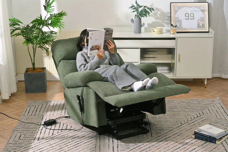 Oversized Power Lift Recliner Chai With Remote Control, Side Pocket, Spacious Seat by Unique Piece Furniture