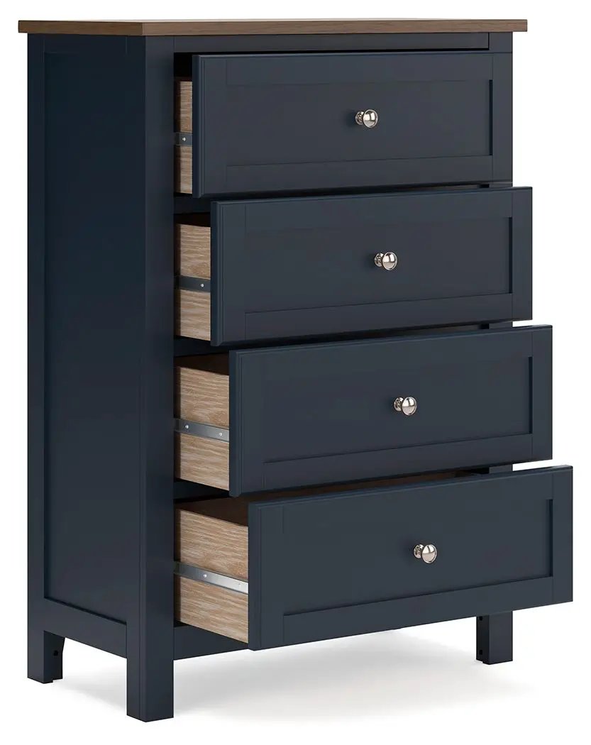 Landocken - Four Drawer Chest - Brown / Blue by Unique Piece Furniture