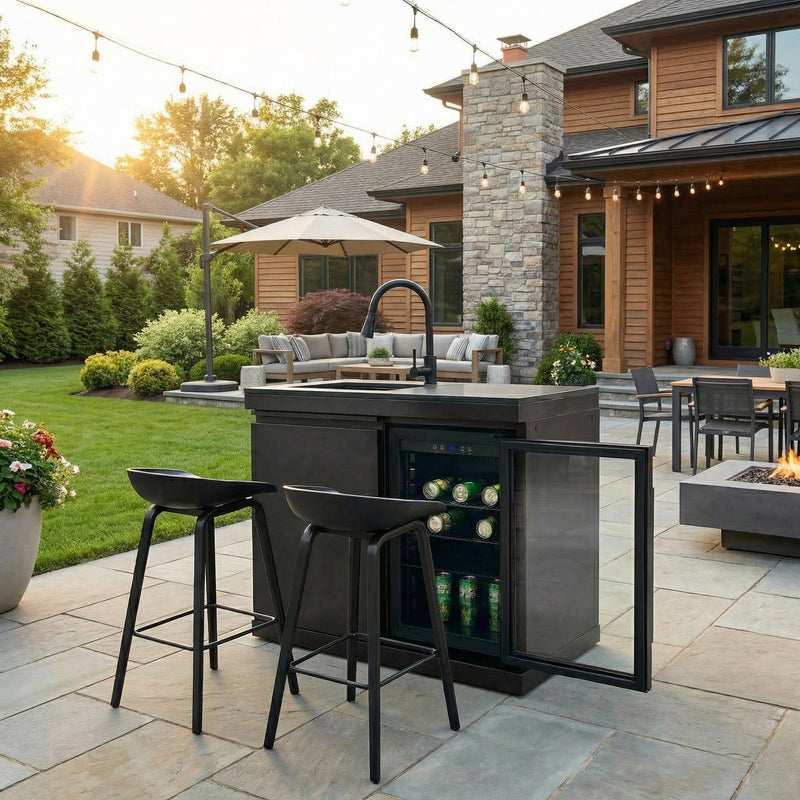 Sink and Fridge Combo for Outdoor Kitchen, 70L Refrigerator and Sink with Pull-Down Faucet by HouseOfZazla