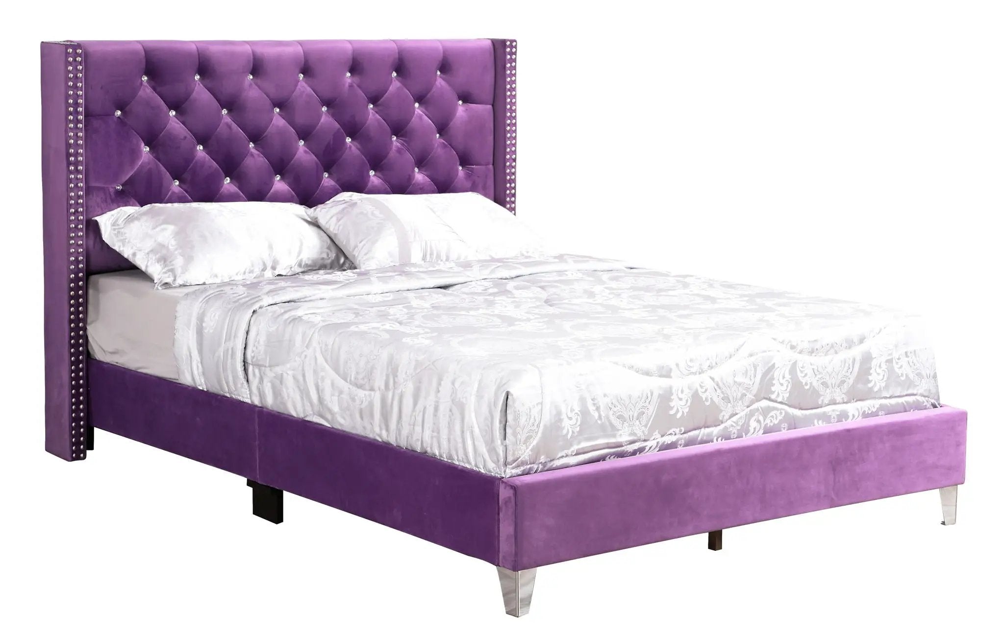 Upholstered Nailhead Trim Chic Bed by Unique Piece Furniture