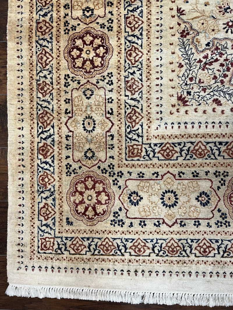 Pak Persian Rug 9x11, Very Fine Hand Knotted Oriental Carpet, Haji Jalili Design, Ivory/Cream, Wool Handmade Room Sized Rug 9 x 11 ft, Nice by Jewel Rugs