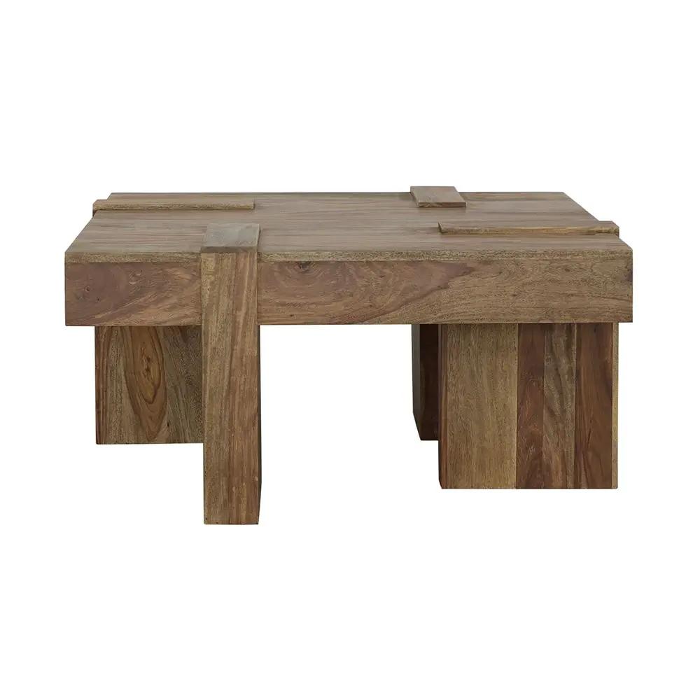 Samira Square Solid Wood Coffee Table Natural Sheesham by Unique Piece Furniture