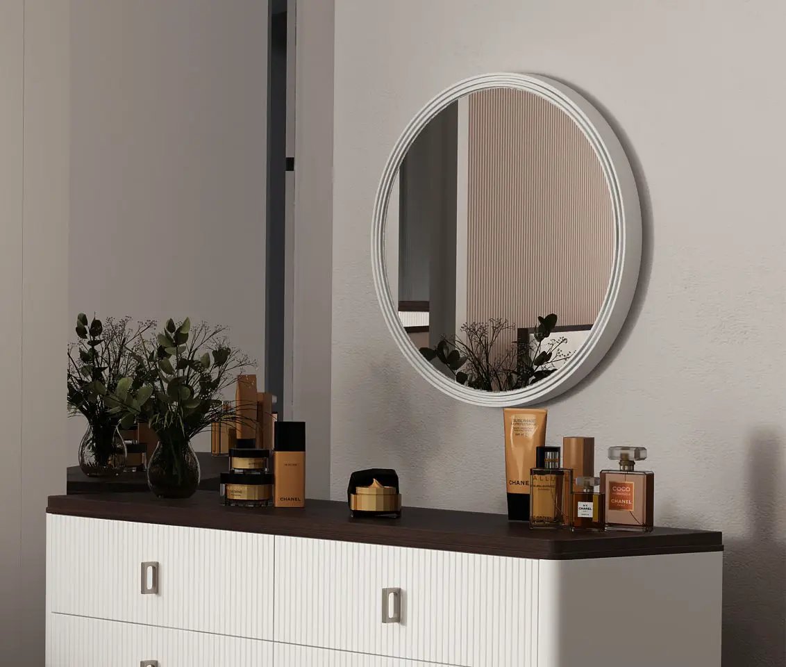 Carena - Round Mirror - Gray by HouseOfZazla