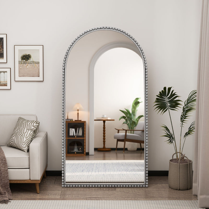 Arch Retro Full Length Mirror With Supporting Feet - Silver by HouseOfZazla