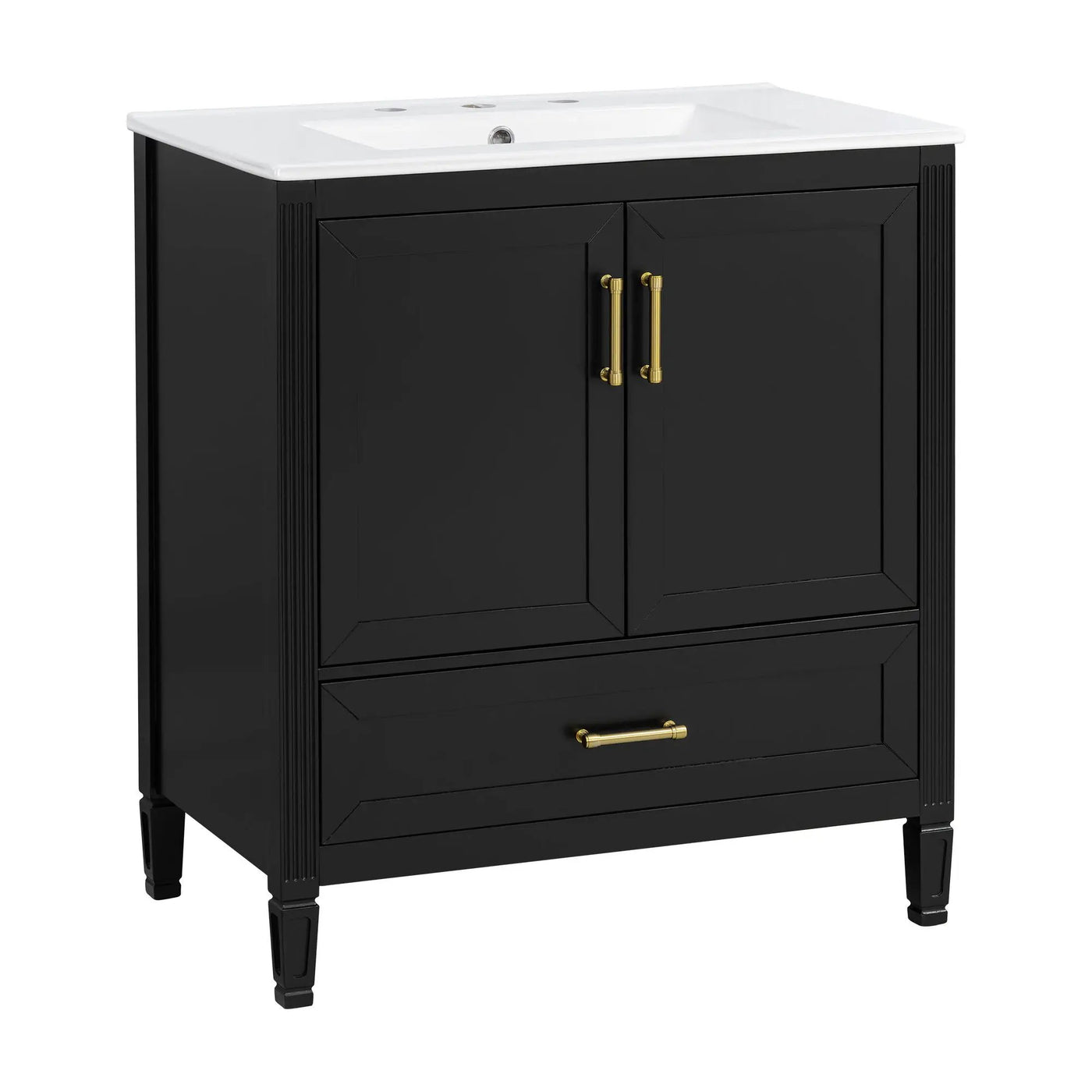 Elegant Fluted Bathroom Vanity With Sink, Soft Close Doors & Drawer by HouseOfZazla