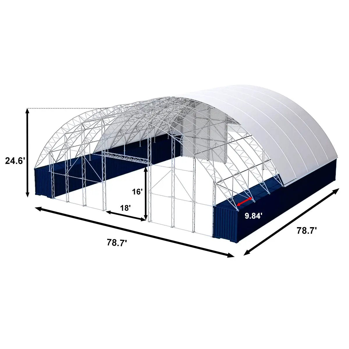 80'x80'x25' Double Truss Container Canopy Shelter– Reinforced Series by Chery Industrial