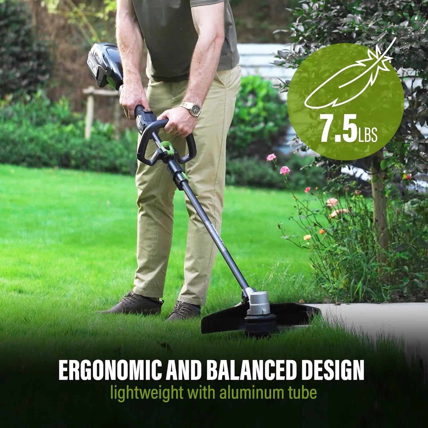 SUNTEK Electric String Trimmer Edger, 40V 15-Inch Brushless String Trimmer Cordless with 4.0Ah Battery and Fast Charger Included, 2-Speed Levels, Integrated Screen and APP Connection, Aluminum, Black by GreenHaven Gardens