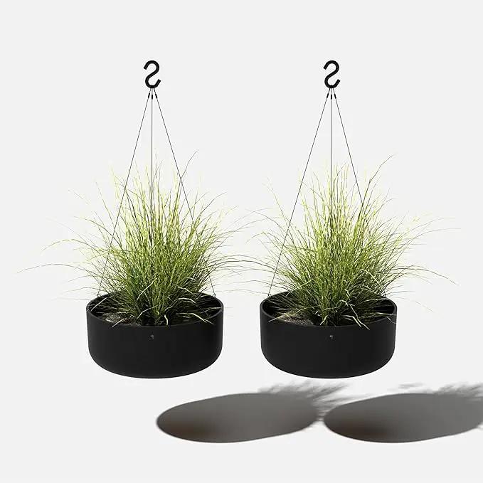 Veradek Mason Series Hanging Kona Planter - Round Planter for Outdoor Balcony/Patio | Made from Plastic-Stone Composite with Hanging Attachment | Modern Décor for, Flowers, Succulents, Small Plants by GreenHaven Gardens