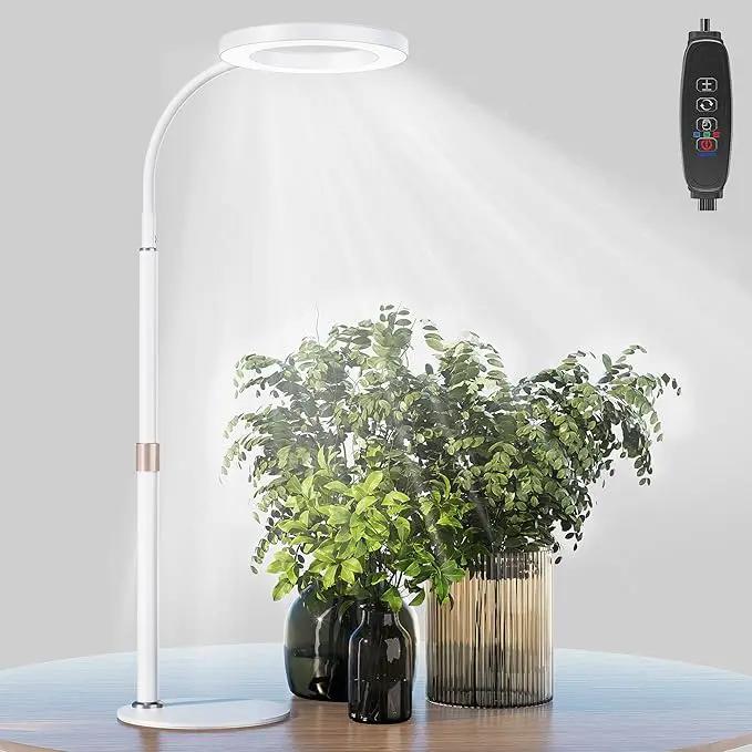 bseah Grow Light, LED Plant Light for Indoor Plants Growing, Full Spectrum Desk Grow Lamp with Pedestal, Automatic Timer for 3H/9H/12H, 10 Dimmable Levels (White) by GreenHaven Gardens