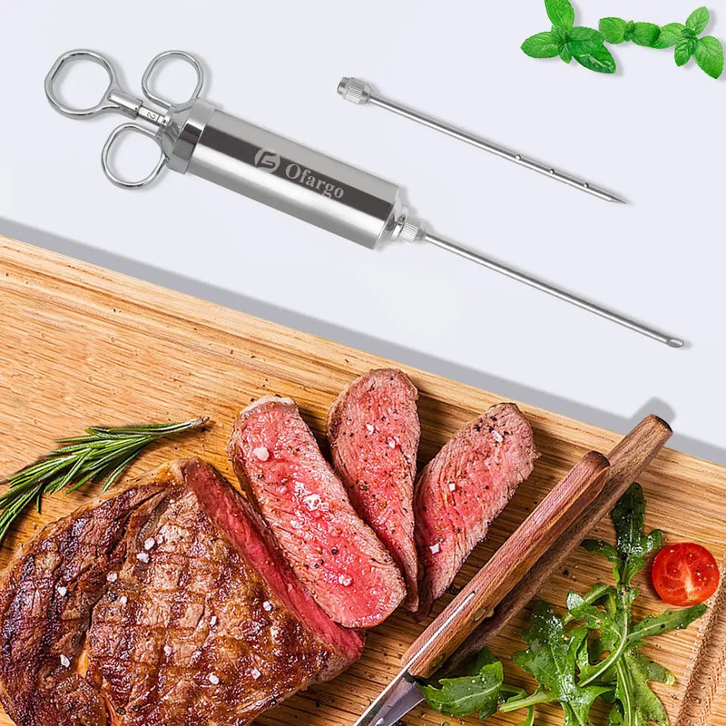 Meat Injector - 3 Needles for Smoking Meats, Beef, Turkey; 2-Oz Marinade Injector Syringe; User Manual Included by GreenHaven Gardens