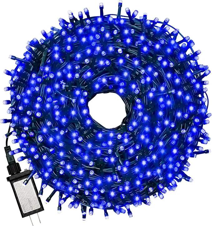 Christmas Light 1000 LEDs 336ft Green Cable Wire Fairy String Tree Twinkle Lights Plug in 12 Modes for Christmas Party, Outdoor, Garden, Wedding, Home Decoration (Blue) by GreenHaven Gardens