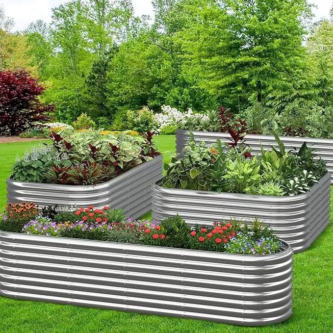 BTDVR 2 PCS 9 in 1 Tall 8×2×1.5ft Galvanized Raised Garden Bed Outdoor, Metal Raised Beds for Vegetables, Above Ground Garden Box for Flower, Steel Garden Bed for Gardening by GreenHaven Gardens