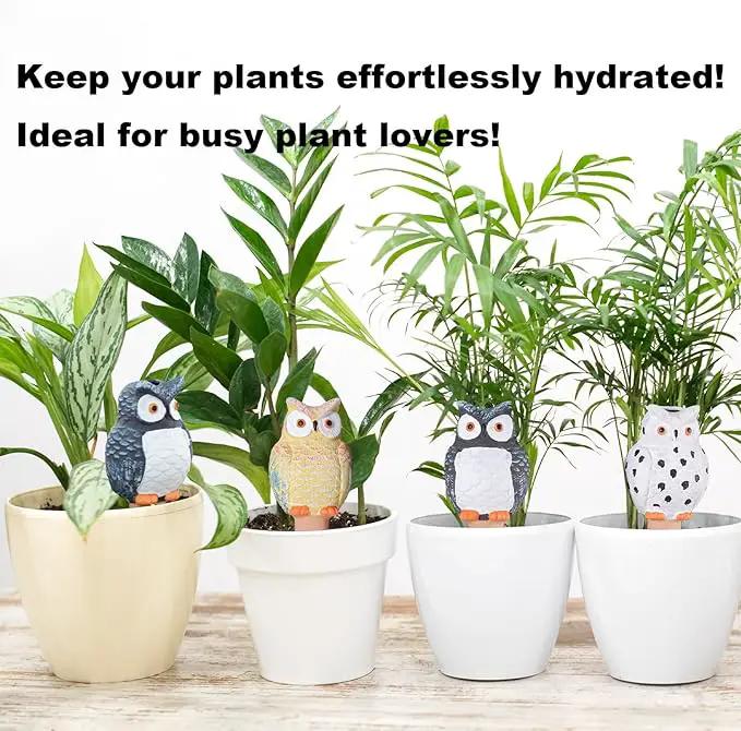4-Pack Self-Watering Terracotta Spikes for Plants, Automatic Plant Watering Stakes, Keeps Plants Hydrated While You're Away, Ideal for Indoor & Outdoor Use (Owl Design) by GreenHaven Gardens