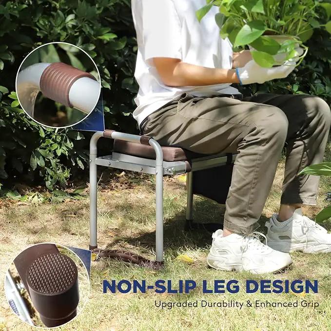 Foldable Garden Kneeler and Seat, Heavy Duty Garden Stool with 10" Wide Detachable Kneeling Pad, Portable Garden Bench Chair with Large Garden Tool Bag, Gardening Gifts for Women, Seniors, Mom by GreenHaven Gardens