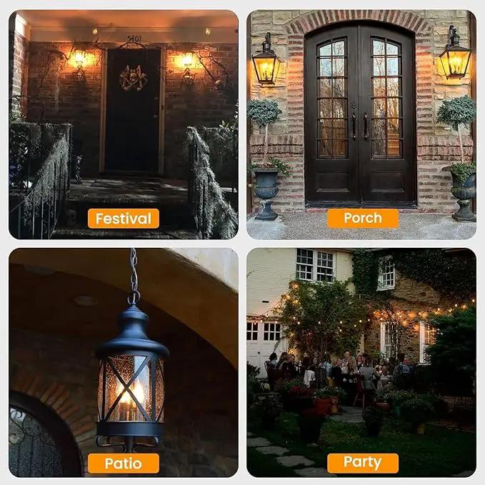 Hompavo Upgraded LED Flame Light Bulbs, 3 Modes Flickering Light Bulbs, E26 Chandelier Base Candle Fire Light Bulb for Halloween Christmas Party Porch Indoor & Outdoor Home Decoration - 2 Pack by GreenHaven Gardens