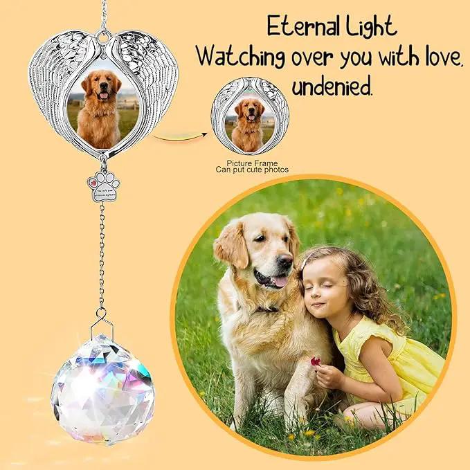 Pet Memorial Suncatcher - Dog Memorial Gifts for Loss of Dog, Christmas Pet Paw Print Photo Ornament, Pet Sympathy Gift, Bereavement Gift Ideas for Dog or Cat Passing Away, Remembrance, Silver Metal by GreenHaven Gardens