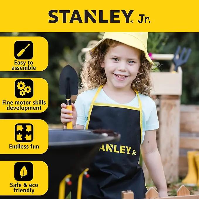 Stanley Jr. Kids Wheelbarrow Set – 6-Piece Durable Toddler Wheelbarrow & Garden Tools – Child Outdoor Toy for Ages 3+ – Fun, Educational Backyard Play with Apron, Gloves & Tools by GreenHaven Gardens