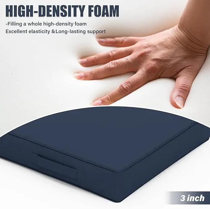 Patio Chair Cushions 17 X 16 X 3 Inch Waterproof Outdoor Seat Cushions for Patio Furniture, Outdoor Sofa Couch Pads with Ties & Handle, Set of 2, Navy Blue by GreenHaven Gardens
