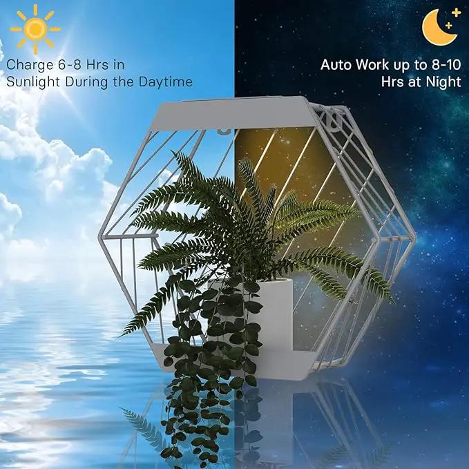 Grand patio Outdoor Leiden LED Solar Hexagon Wall Sconce Planter, with Dusk to Dawn Sensor Decor Wall Lighting for Garage Doorway Patio Yard, Cement Grey (L-Linear) by GreenHaven Gardens