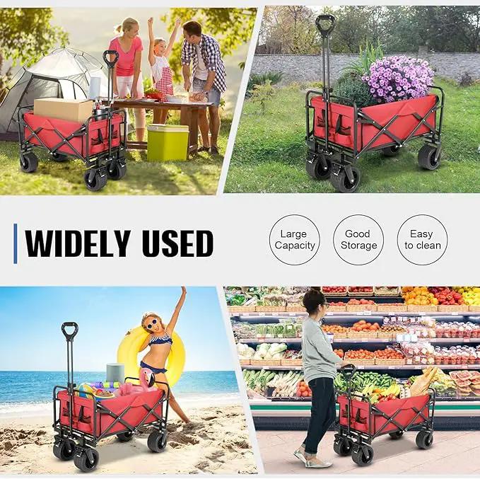 Beach Wagon with Big Wheels for Sand,Collapsible Folding All Terrain Utility Wagons Carts Foldable with Brakes for Sand Camping Sports Outdoor. by GreenHaven Gardens
