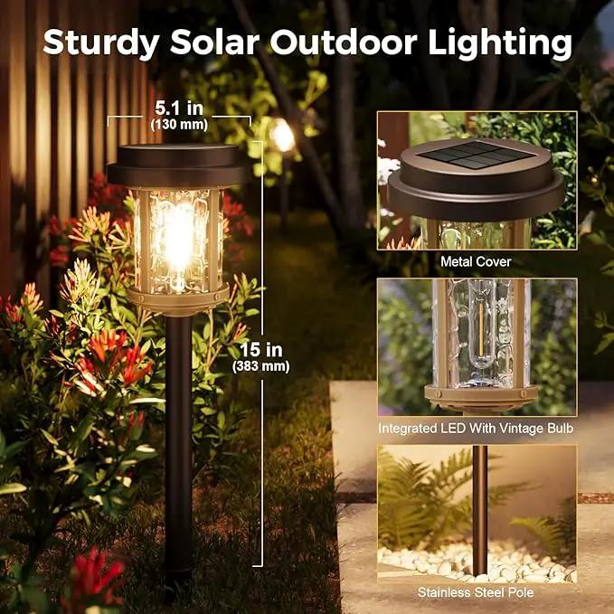 XMCOSY+ Solar Lights Outdoor, 6 Pack Pathway Lights Solar Powered, 20 LM LED Glass Outside Light, Waterproof Lighting for Garden Yard Landscape Driveway Walkway (Warm White) by GreenHaven Gardens