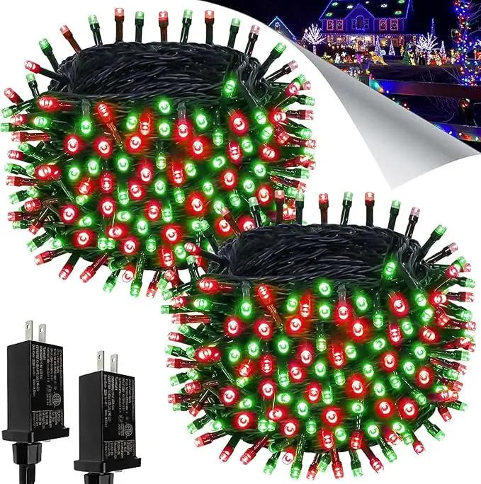 Connectable Red and Green Christmas String Lights, 2Pack 164FT 400LED Christmas Lights for Outdoor Indoor, Plug In Christmas Tree Lights with 8 Modes, String Lights for Christmas Decorations Holiday by GreenHaven Gardens