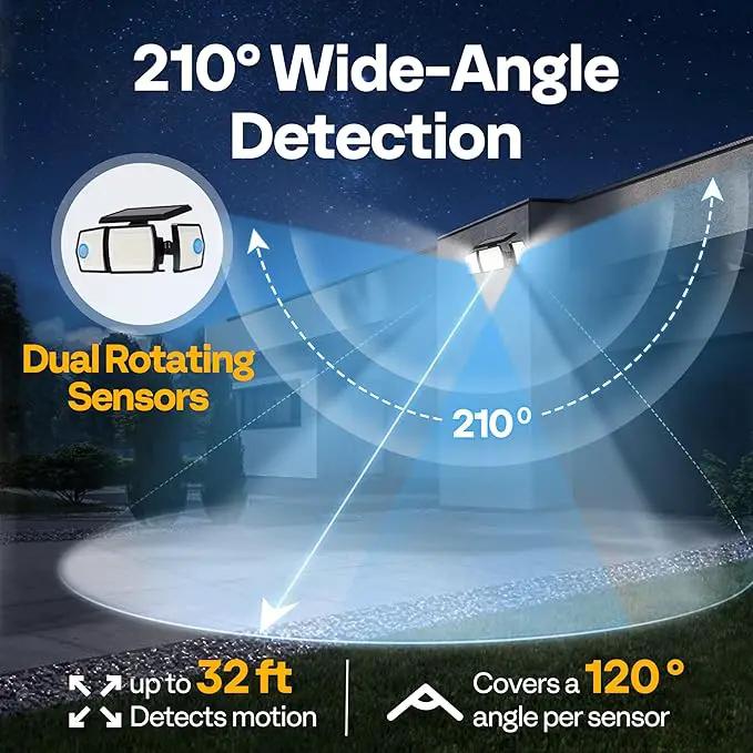 VIVOHOME Linkable Solar Lights Outdoor, Dual Roating Motion Sensor Flood Lights Solar Powered Security Light with 3 Heads, 2500LM, IP65 Waterproof for Outside, Yard, Garage, Wall, Patio, 2 Pack by GreenHaven Gardens