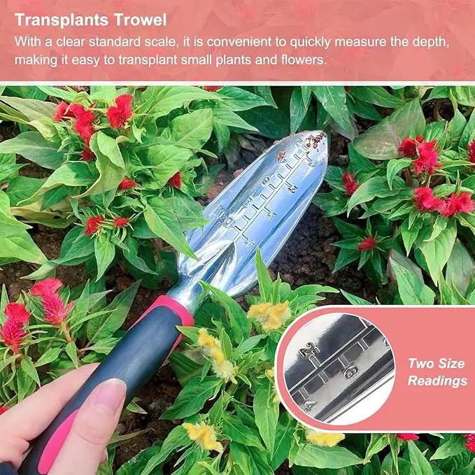 Garden Tool Set, 3PCS Heavy Duty Aluminum Gardening Tools with Soft Non-Slip Ergonomic Handle, Including Hand Trowel, Transplant Trowel and Cultivator Hand Rake for Planting, Digging, Weeding by GreenHaven Gardens