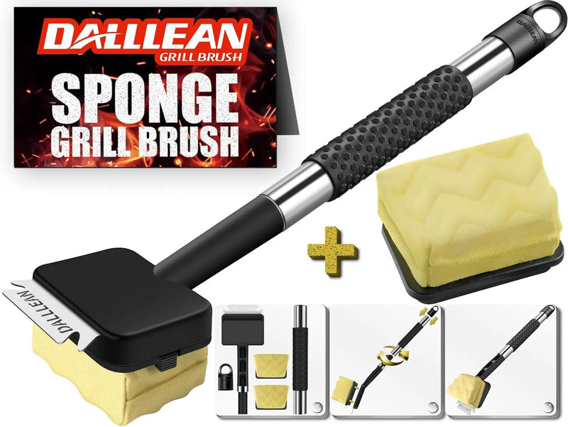 BBQ Grill Brush Bristle Free(2Heads) for Outdoor Grill, Trapezoid- Shaped Design Replaceable Head Cleaning Brush, Steam Grate Cleaner, BBQ Cleaning Brush, Scraper for Grill, Safe Barbecue Grill Brush by GreenHaven Gardens