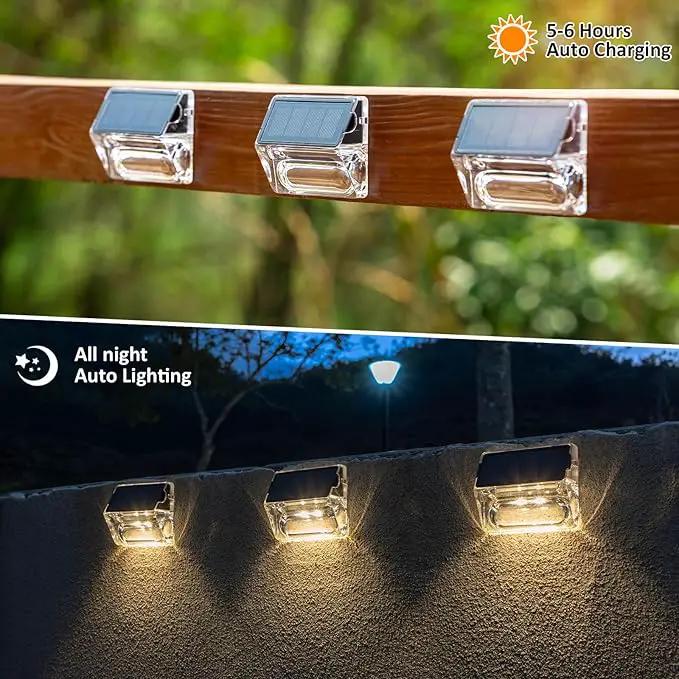 Solar Outdoor Lights, 8 Pack Solar Fence Deck Lights, Waterproof Outside Lighting for Step Railing Wall Pool Stair Yard Garden Patio Pool Decorations (Warm White) by GreenHaven Gardens