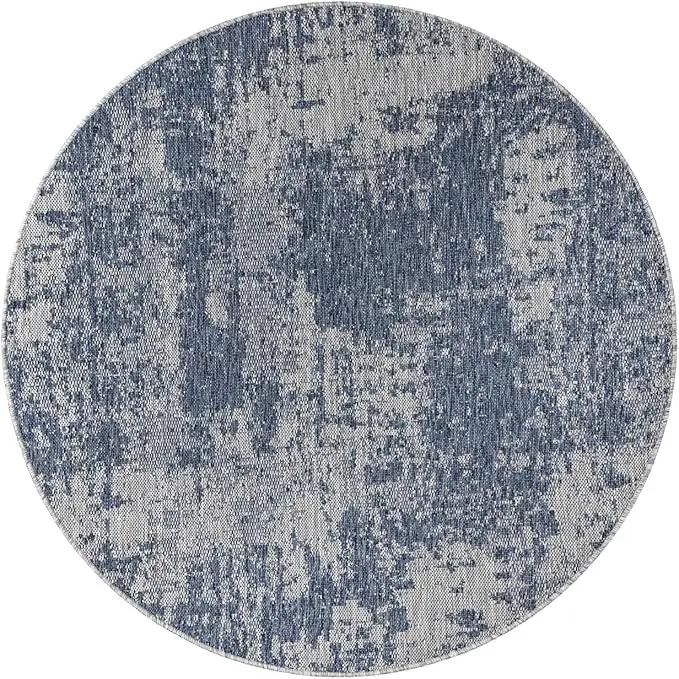 Keen Home Design Terrace Outdoor Round Rug - 8ft Round Washable Indoor/Outdoor Rug for Patio, Kitchen, Balcony, Beach, Garden, Deck and Porch, Size: 7'7" Round by GreenHaven Gardens
