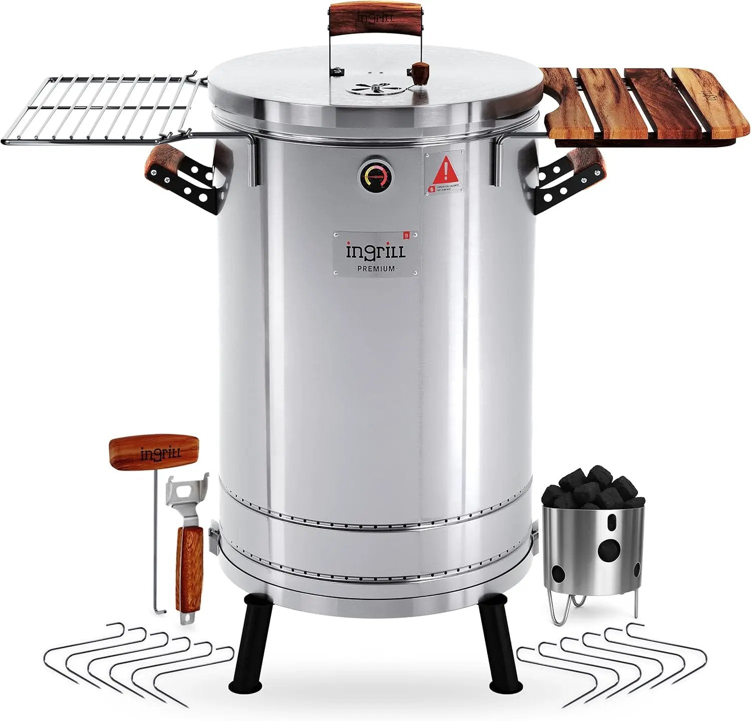 Charcoal Grills - 40 lbs Stainless Steel Smoker Grill 3-in-1 for Cooking & Home BBQ - Portable Vertical Smoker Barrel for Outdoor Grilling & Camping - Meat Grill with Thermometer & Accessories by GreenHaven Gardens