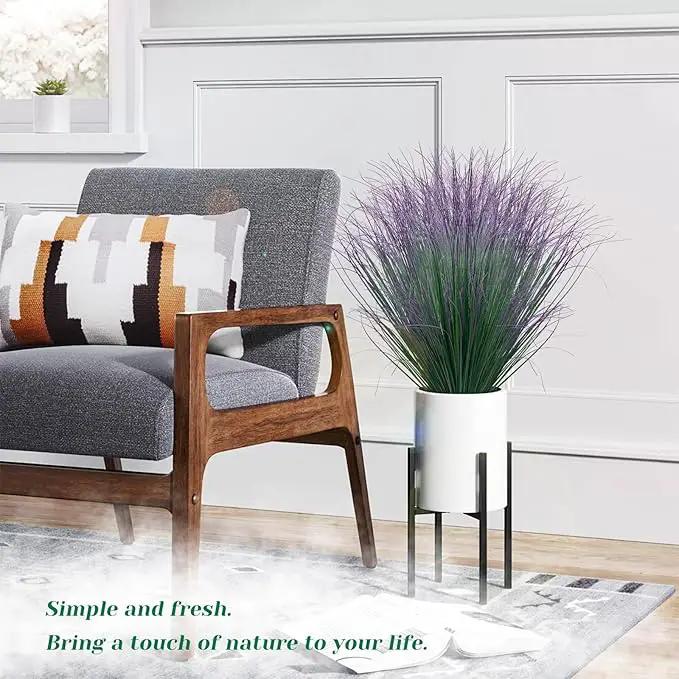 36Pcs Artificial Grass Plants, Faux Shrubs Wheat Grass, Artificial Tall Grass Fake Plants for Outdoor Decor,Artificial Greenery Stems Weed for Room Indoor Home Decor（Green Purple Tail） by GreenHaven Gardens